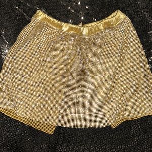 Gold Chainmaille High Slit Skirt (M)